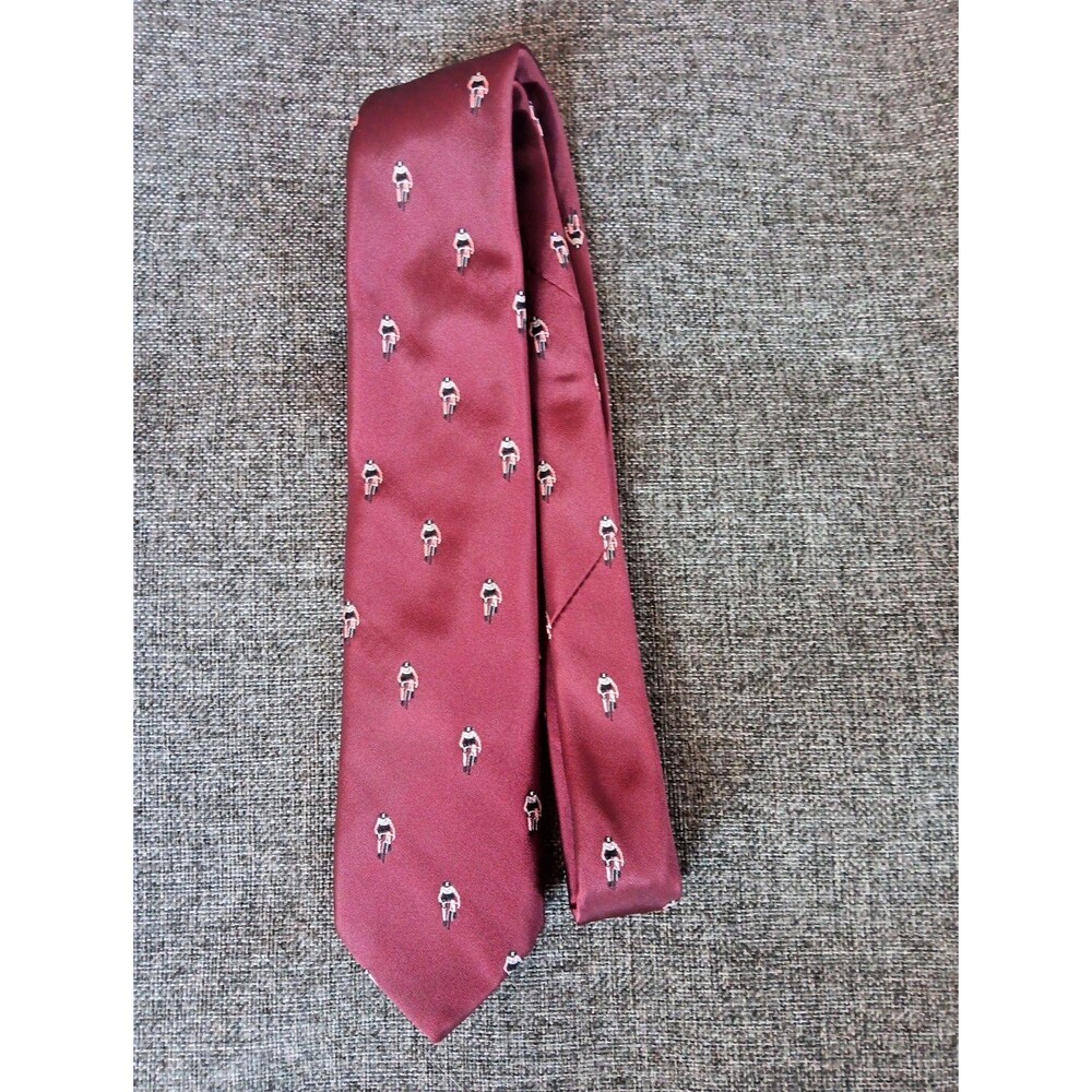 Tie 70s 80s 90s Y2K Mens Performance Silk Red Bicyclist 3.25 Wide 56 Long